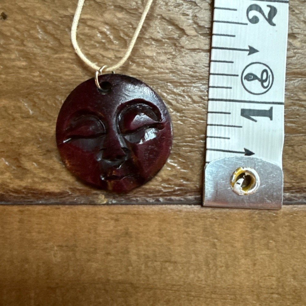 NIB Brown, resin handmade boho full moon necklace